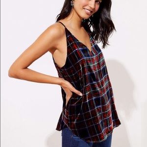 Loft plaid velvet tank top